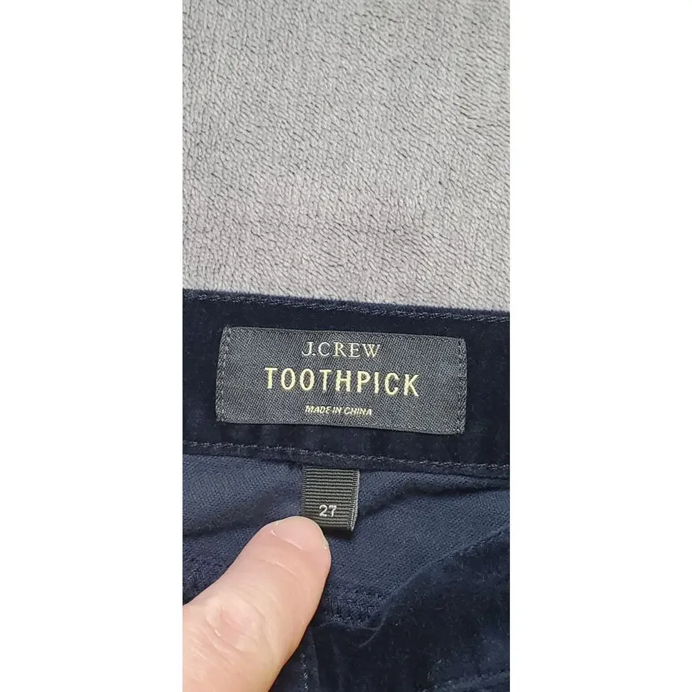 J.Crew Toothpick Corduroy Pants Women’s Size 27 Blue Skinny Cotton C22-107